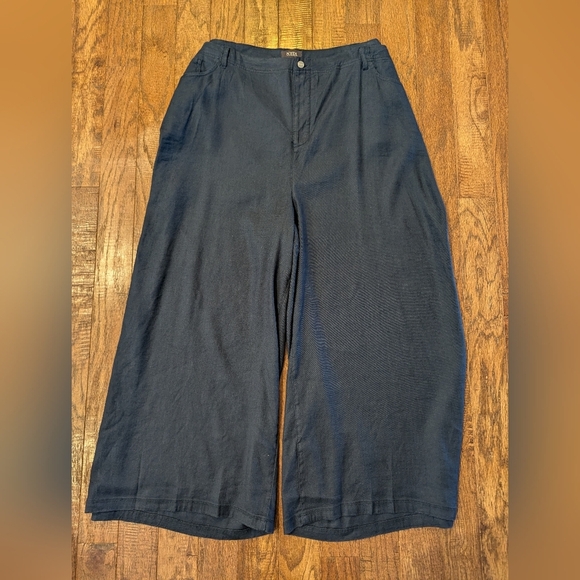 Wide Leg cropped linen Pants navy blue, Plus Size 24W NWT - Picture 11 of 12